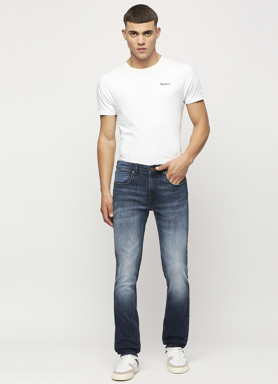 Vapour Dark Blue Mid Rise Slim Fit Jeans, , large image number 1