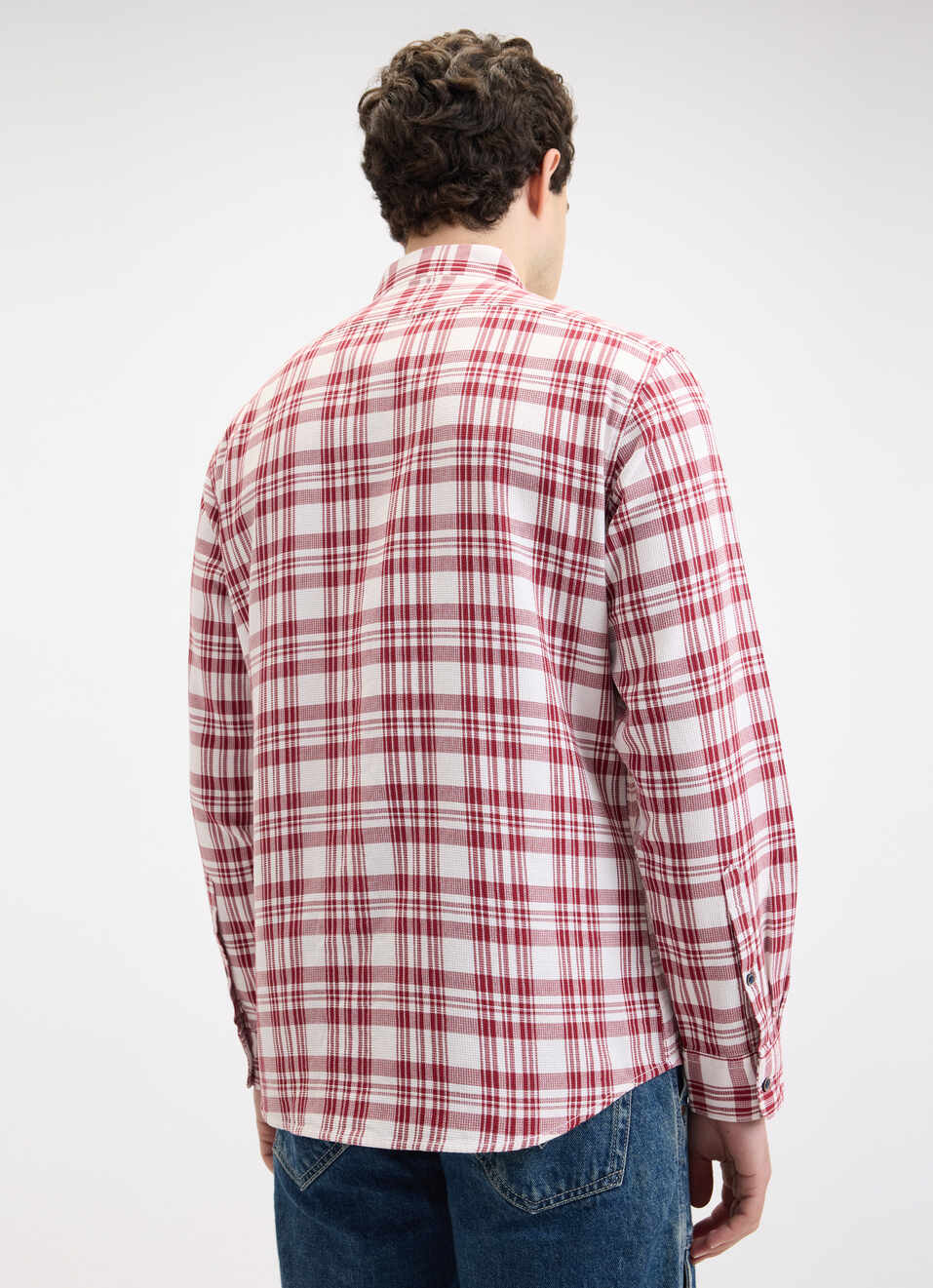 Men Dark Red Check Full Sleeve Shirt, , large image number 2