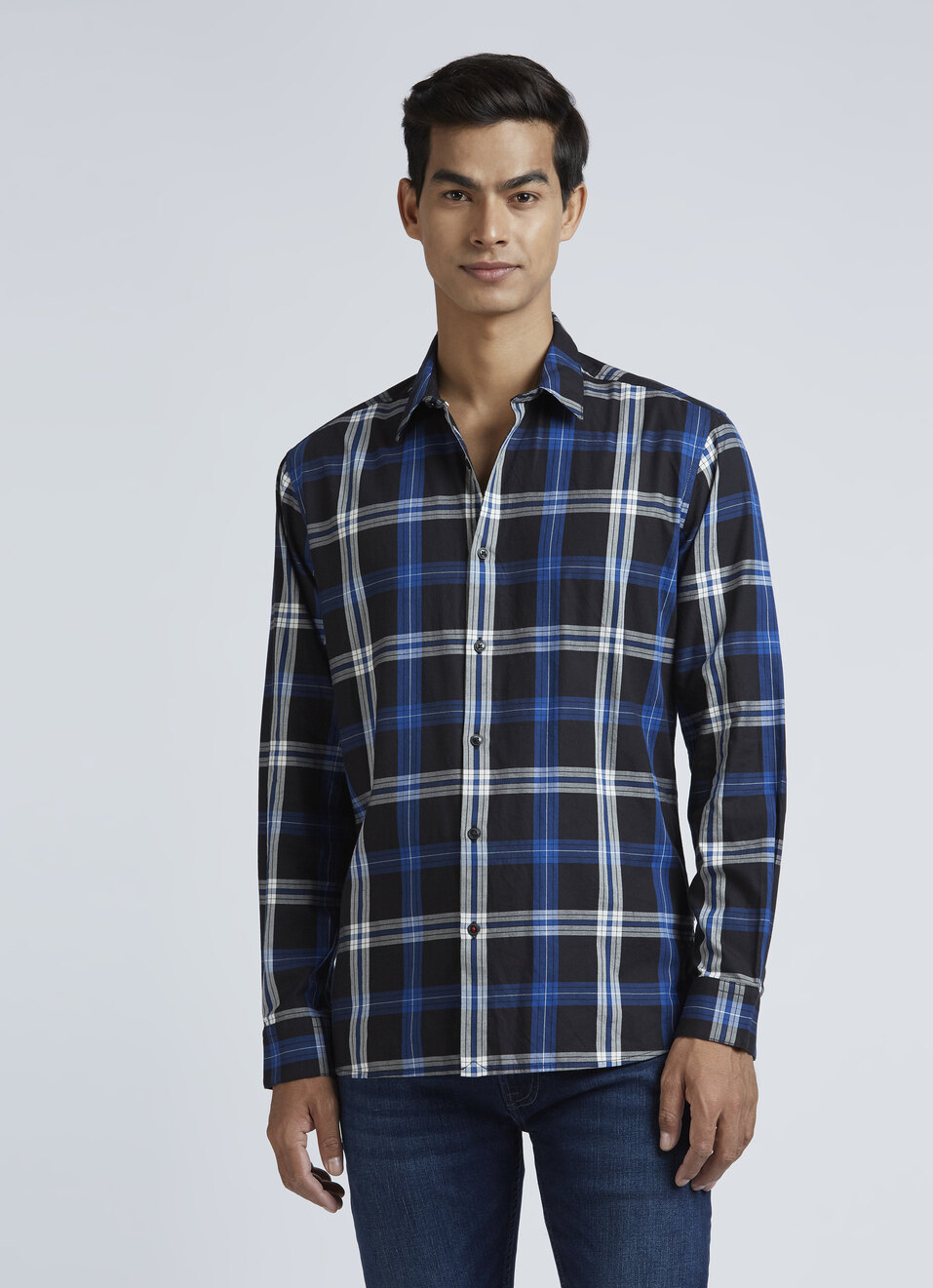 Navy Check Full Sleeve Shirt, , large image number 1