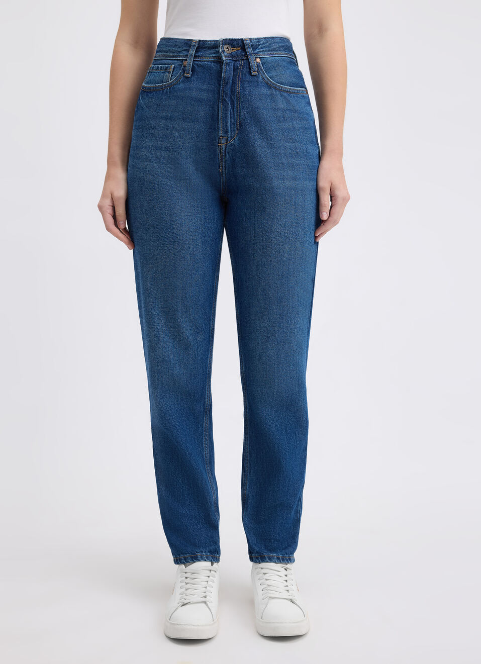 Women Blue Mom Fit High Rise Jeans , , large image number 1