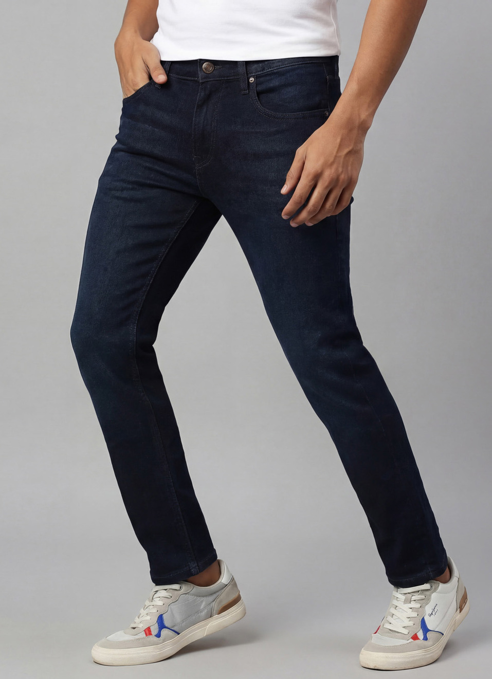 Vendie Dark Blue Mid Rise Straight Fit Jeans, , large image number 0
