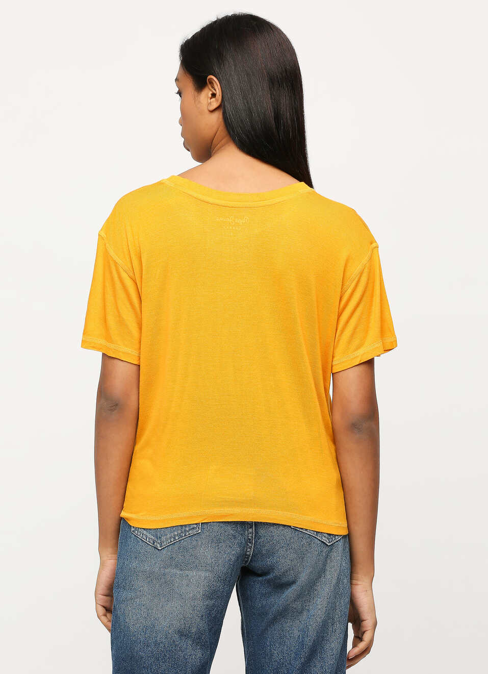 Yellow Vertical Logo Print T-shirt, , large image number 2