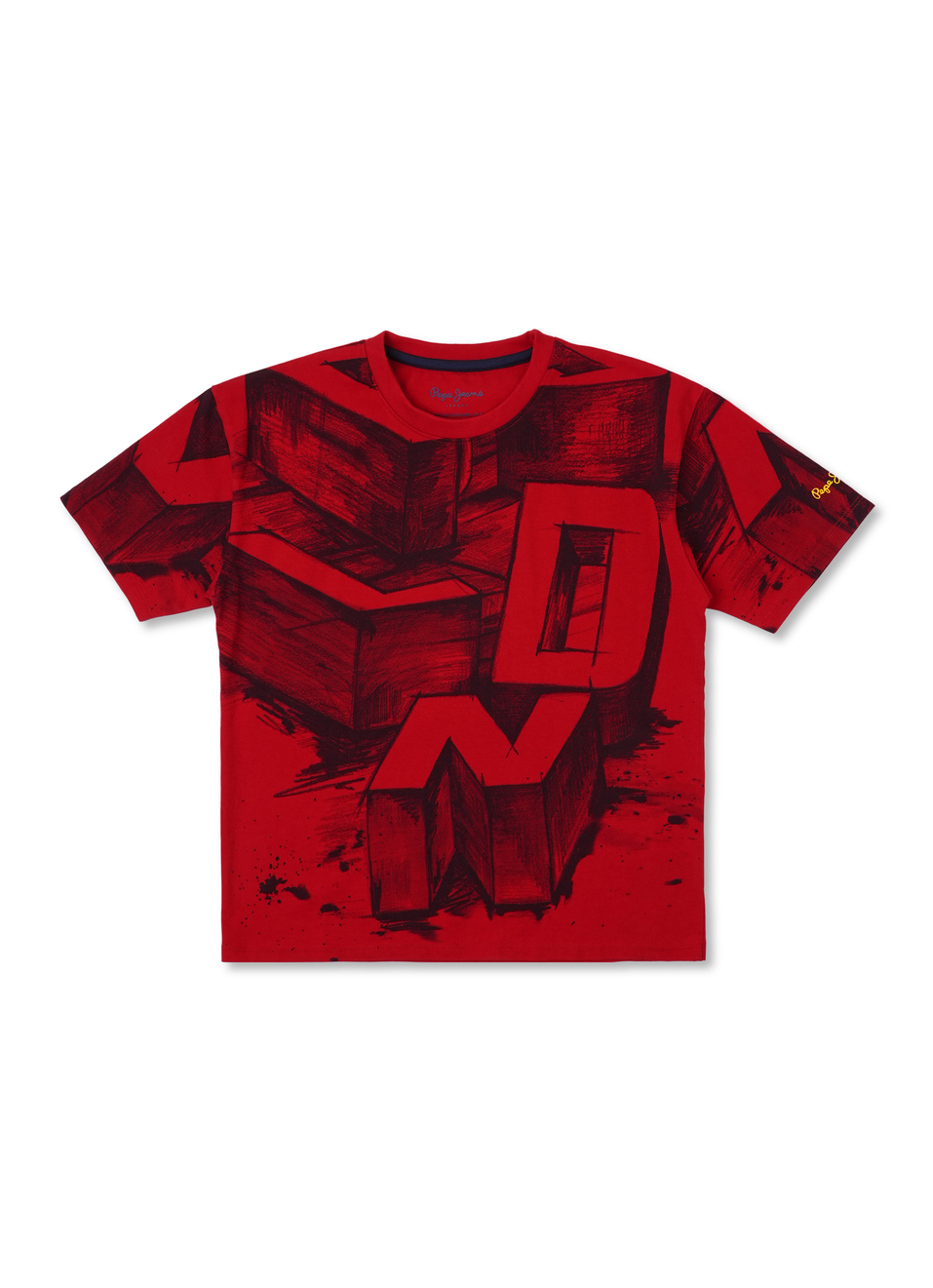 Boys Classic Red Chalkboard Inspired Print Short Sleeve T-shirt, , large image number 0