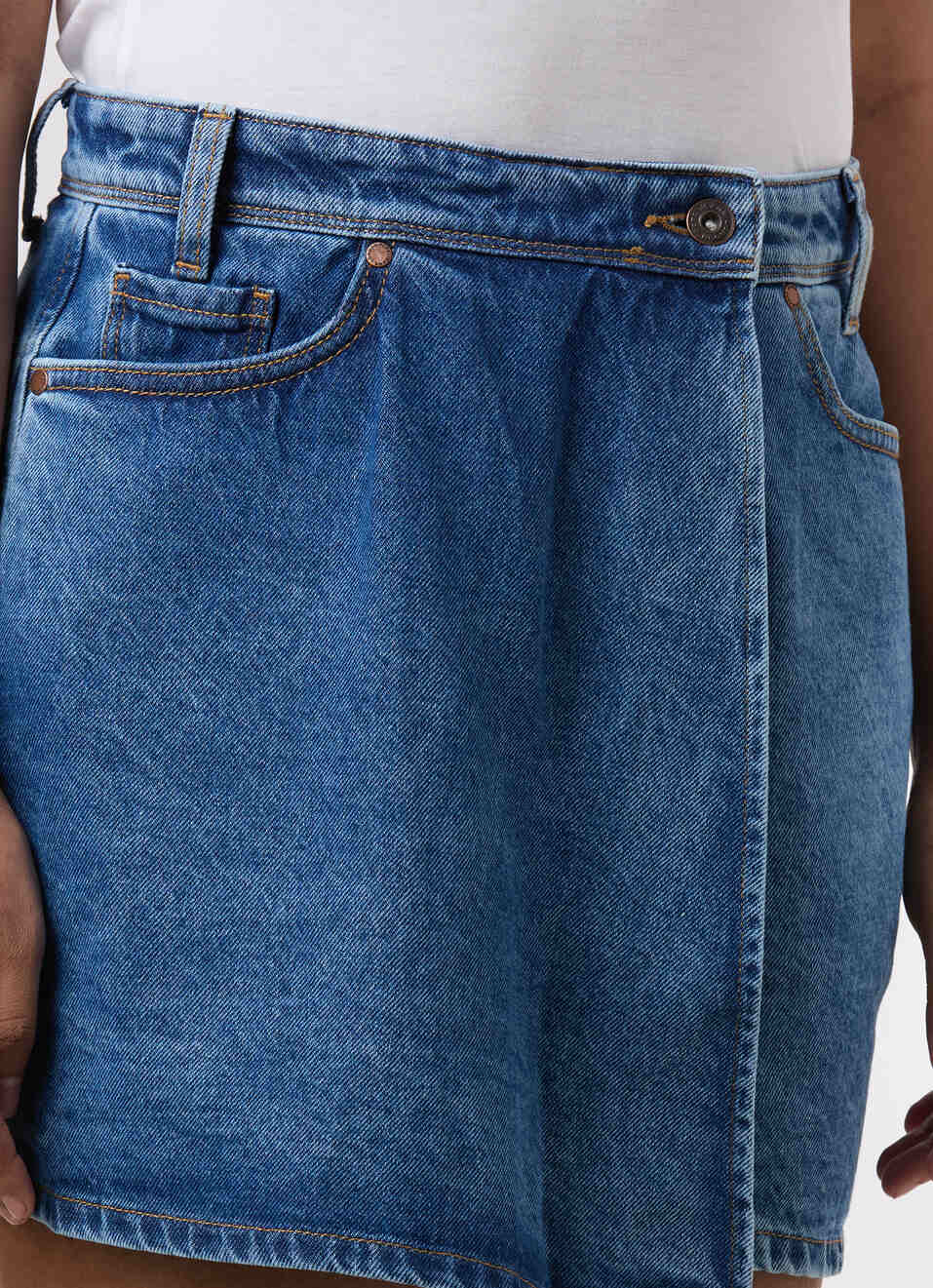 Women Blue High Rise Denim Skorts, , large image number 4