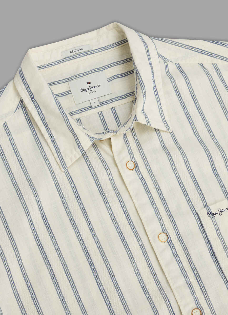 Men White Striped Shirt, , large image number 3