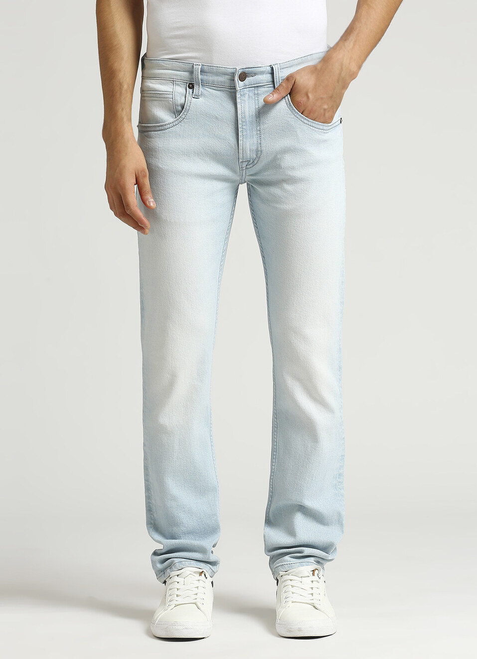 Vapour Light Blue Mid Rise Slim Fit Jeans, , large image number 2