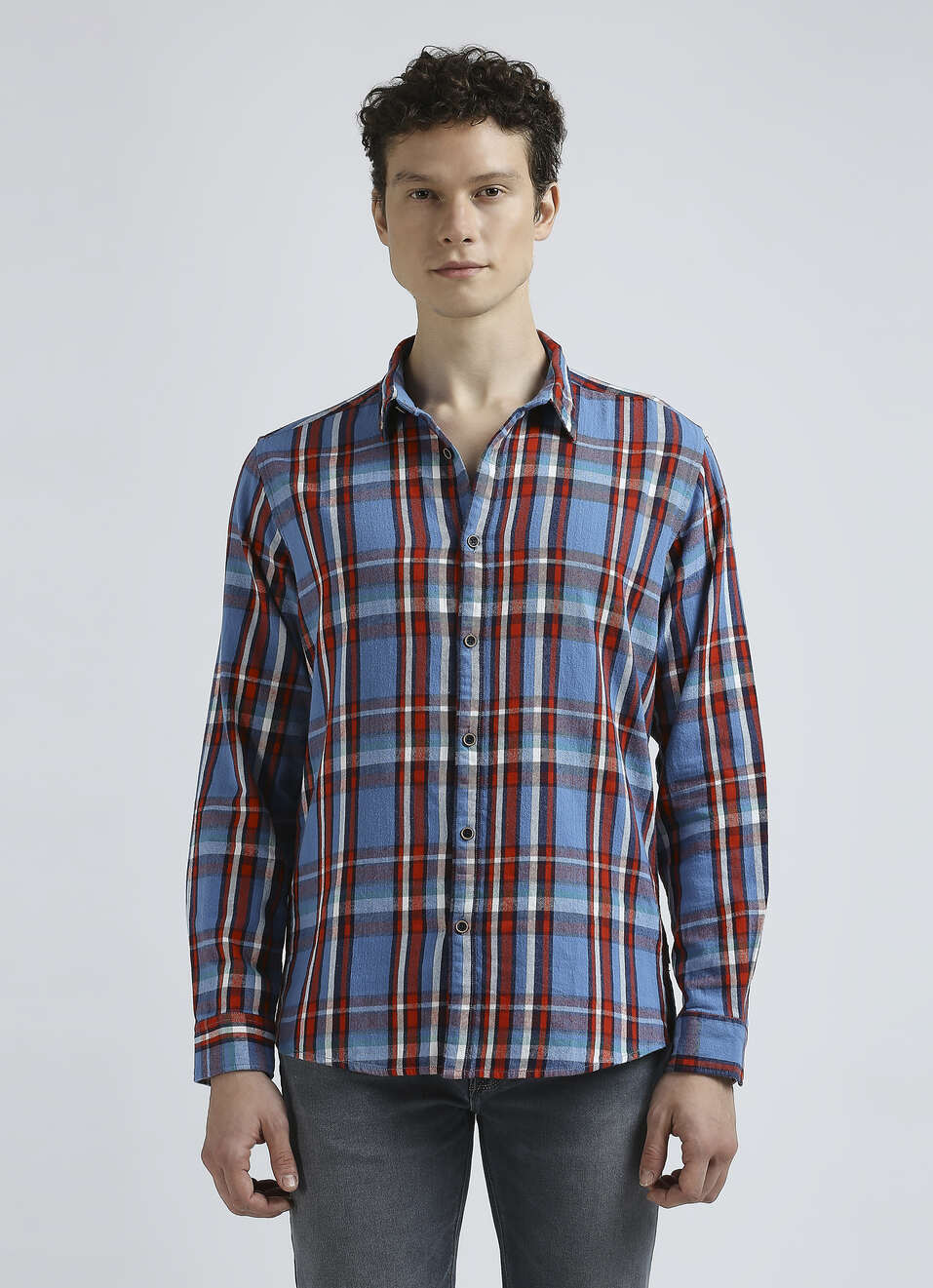 Blue Checks Full Sleeve Shirt, , large image number 1