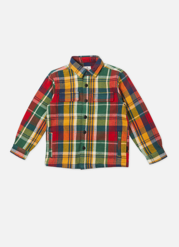 Boys Red Check Full Sleeve Oversized Shirt