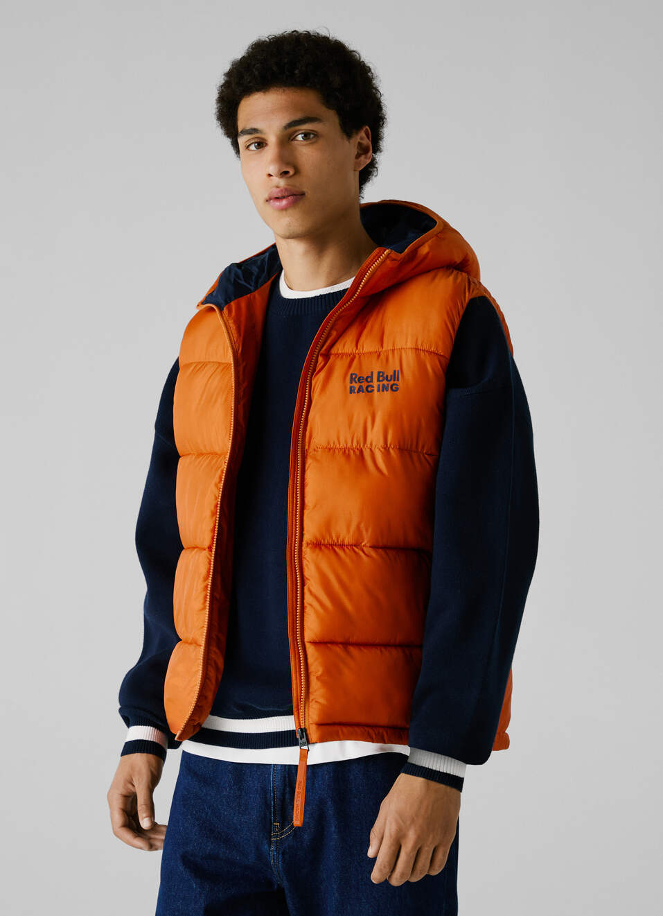 Red Bull Racing X Pepe Jeans Orange Printed Logo Hooded Gilet, , large image number 1
