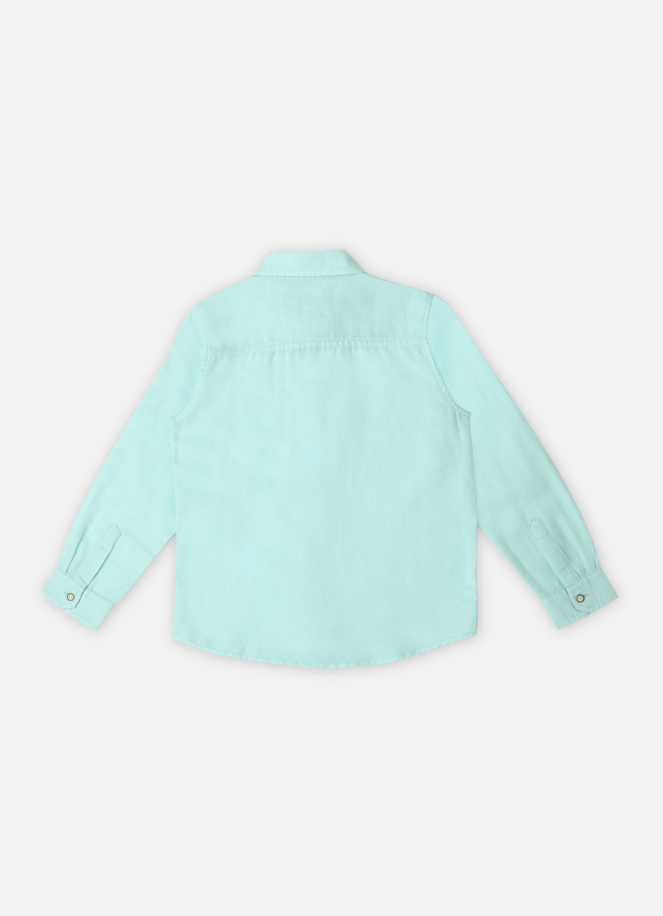 Boys Aqua Solid Linen Long Sleeve Shirt, , large image number 1