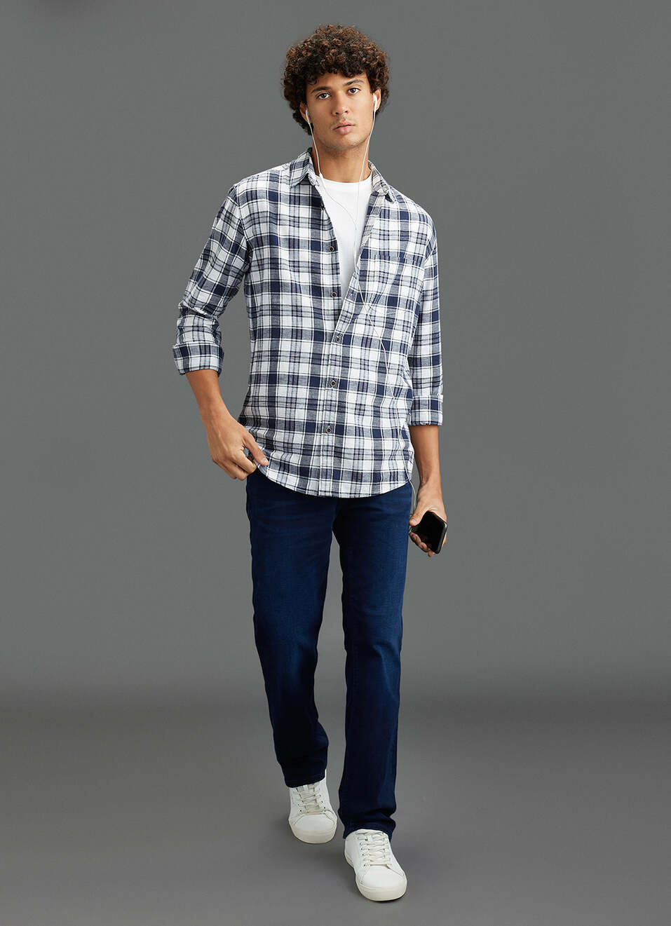 Men Blue Checked Regular Fit Full Sleeve Casual Shirt, , large image number 2