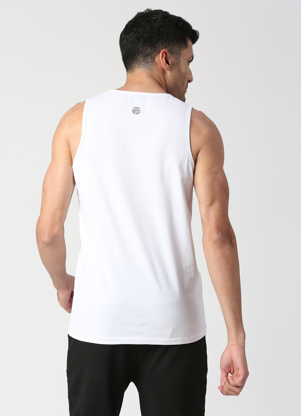 White Placement Print Muscle tee, , large image number 2