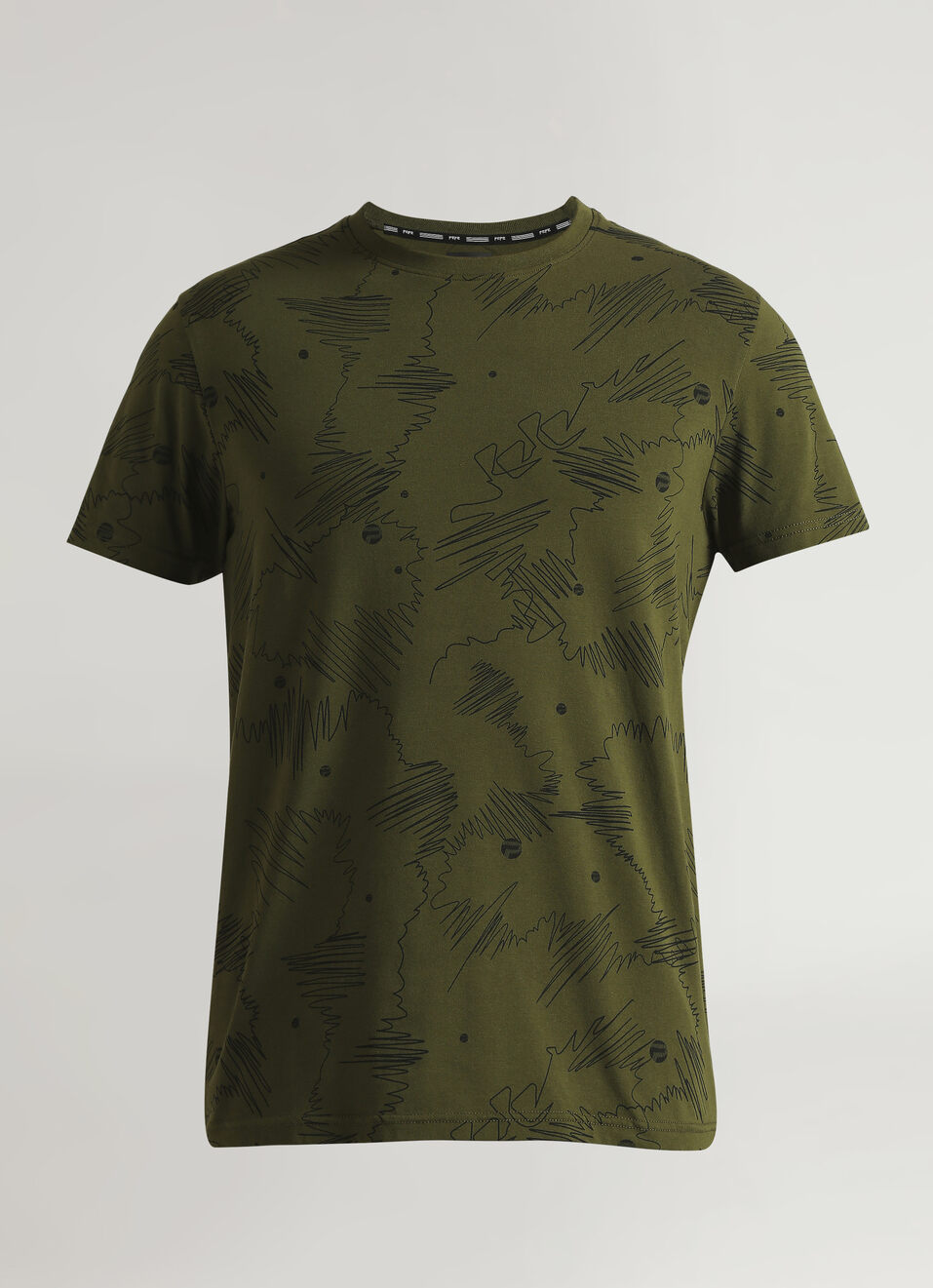 Olive Water Base Print Short Sleeve T-shirt, , large image number 6