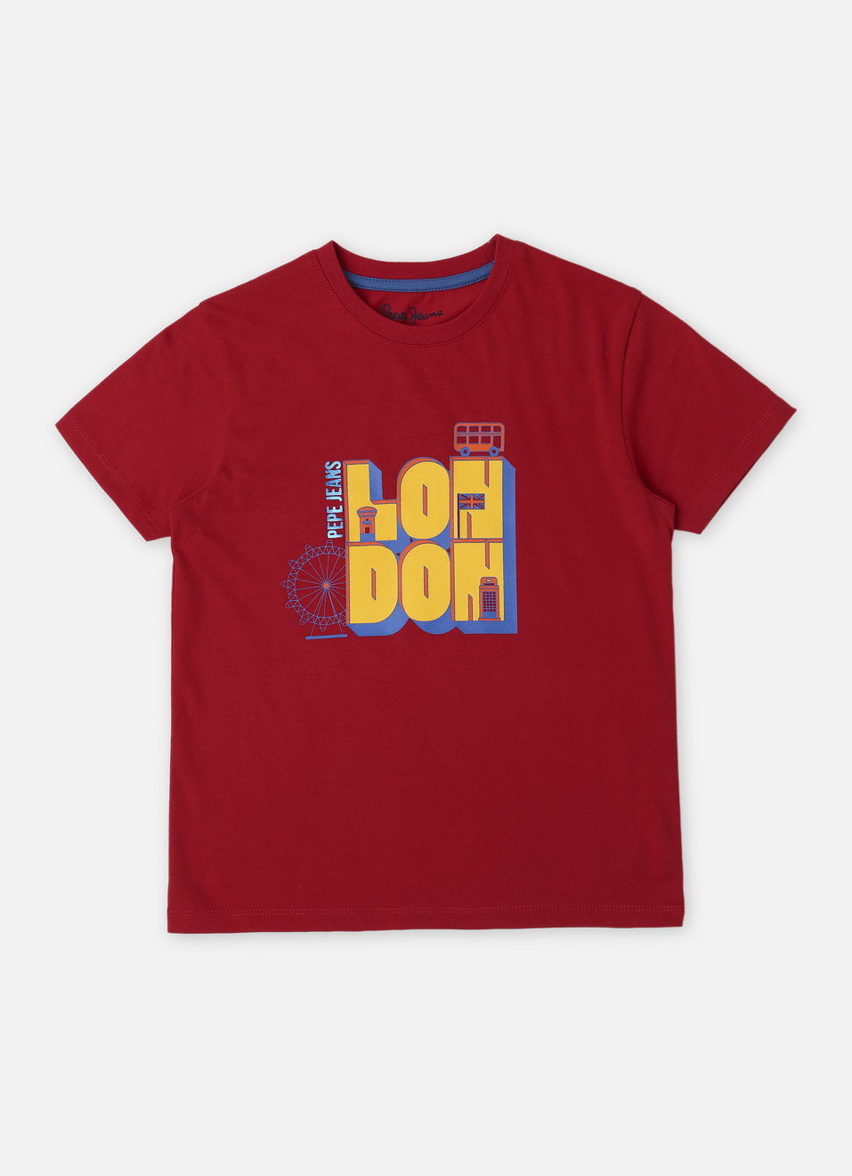 Boys Red London City Inspired Print Short Sleeve T-shirt, , large image number 0