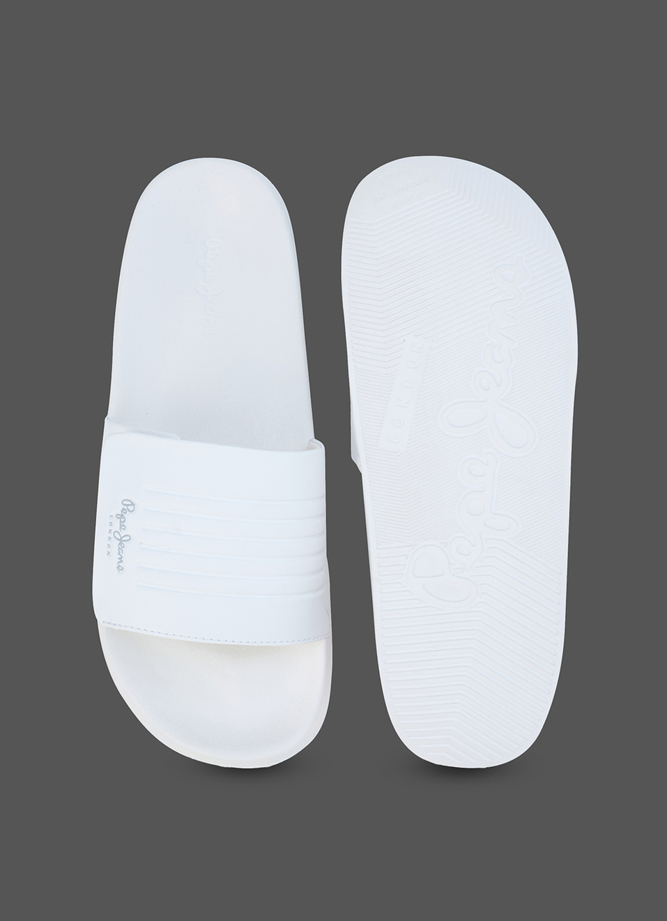 Men White Solid Velcro Strap Slides, , large image number 4