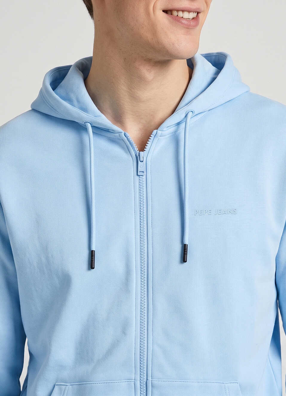 Men Blue Solid Full Sleeve Hoodie, , large image number 4