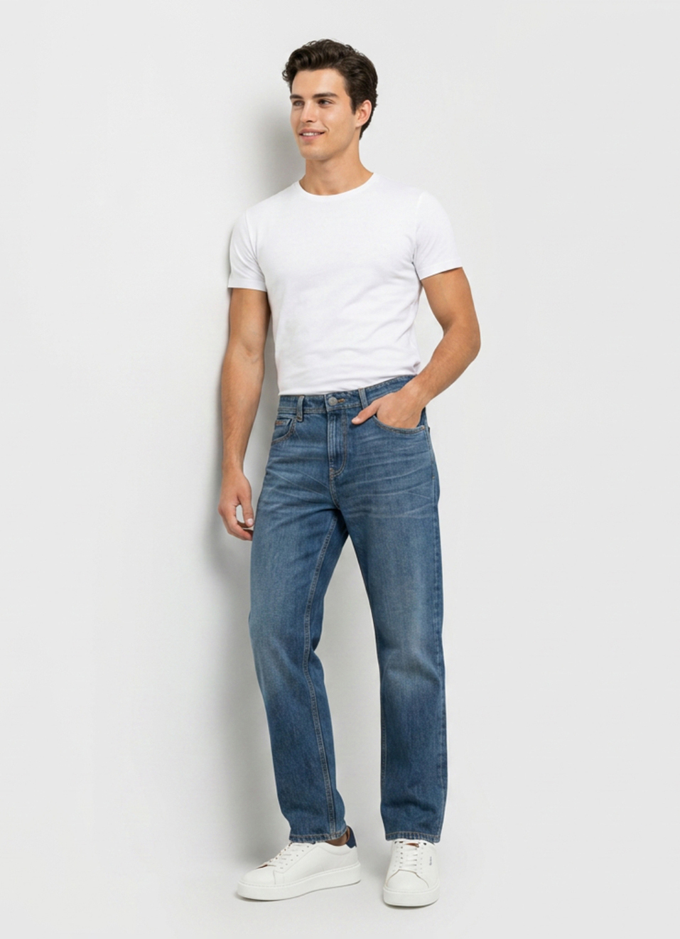 Men Blue Baggy Fit Mid Rise Jeans, , large image number 7