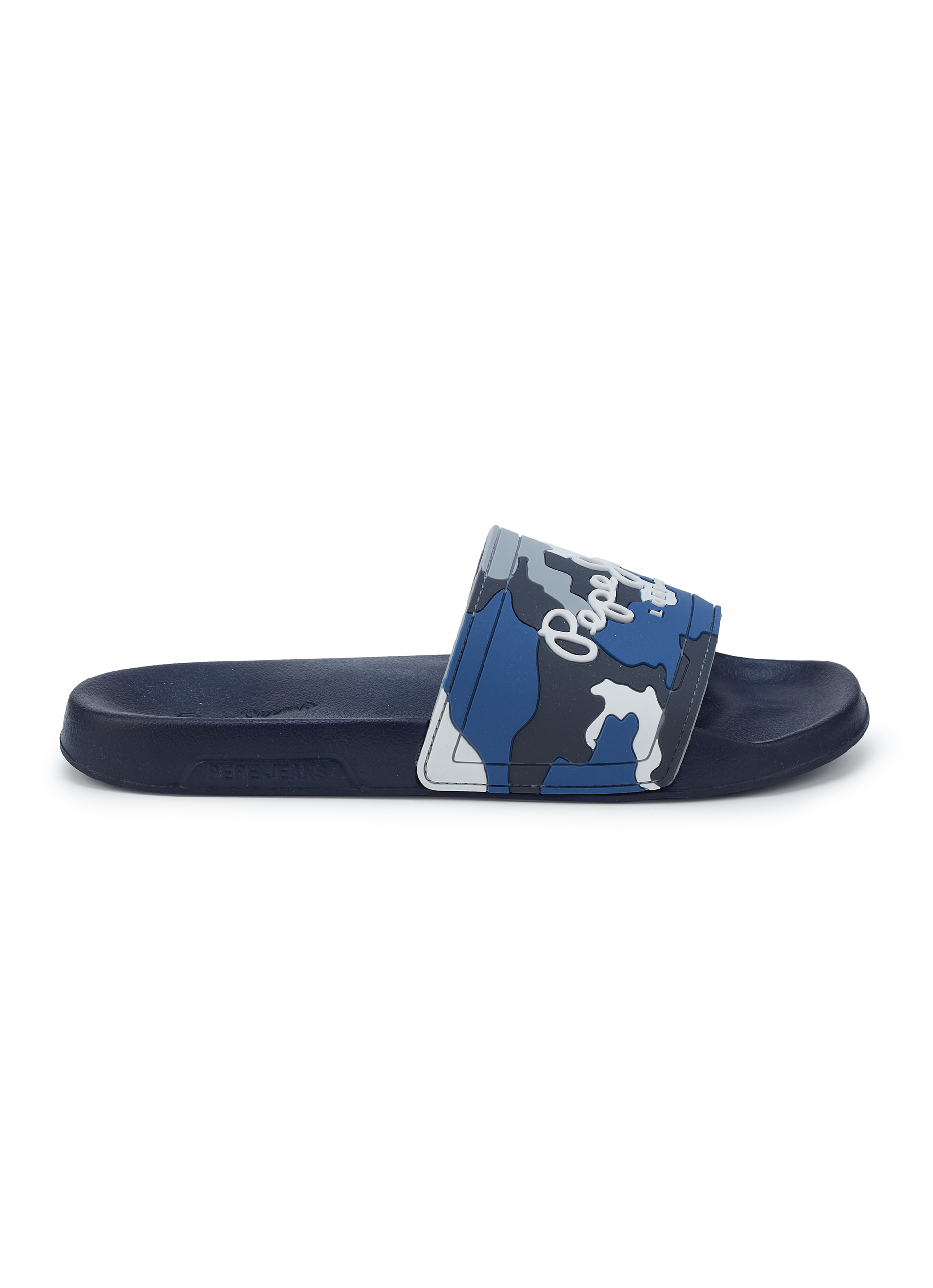 Men Blue Camouflage Slip On Slides, , large image number 5