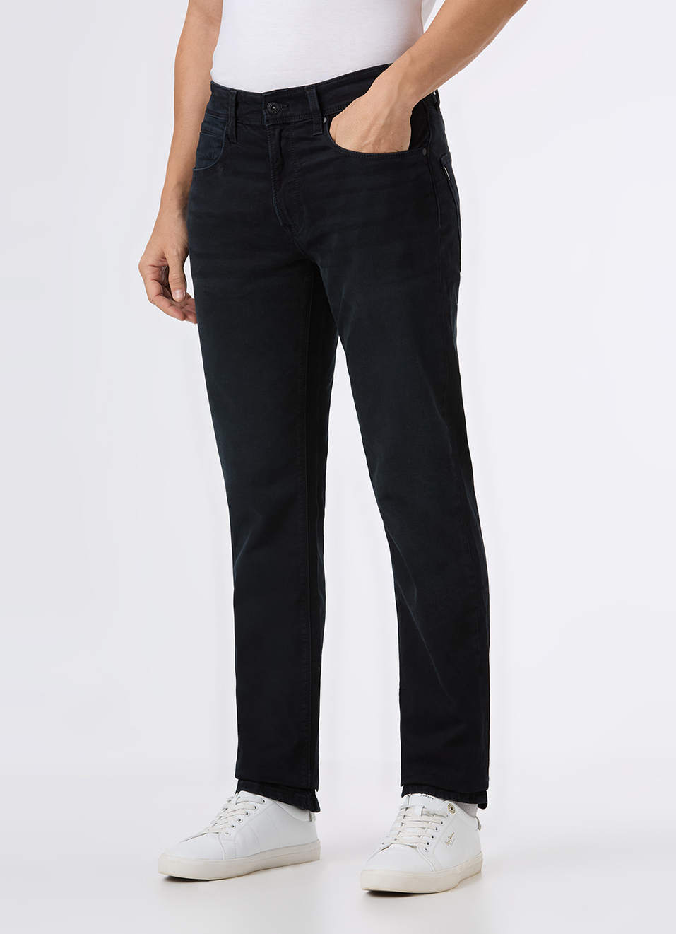 Men Black Mid Rise Straight Fit Jeans, , large image number 5