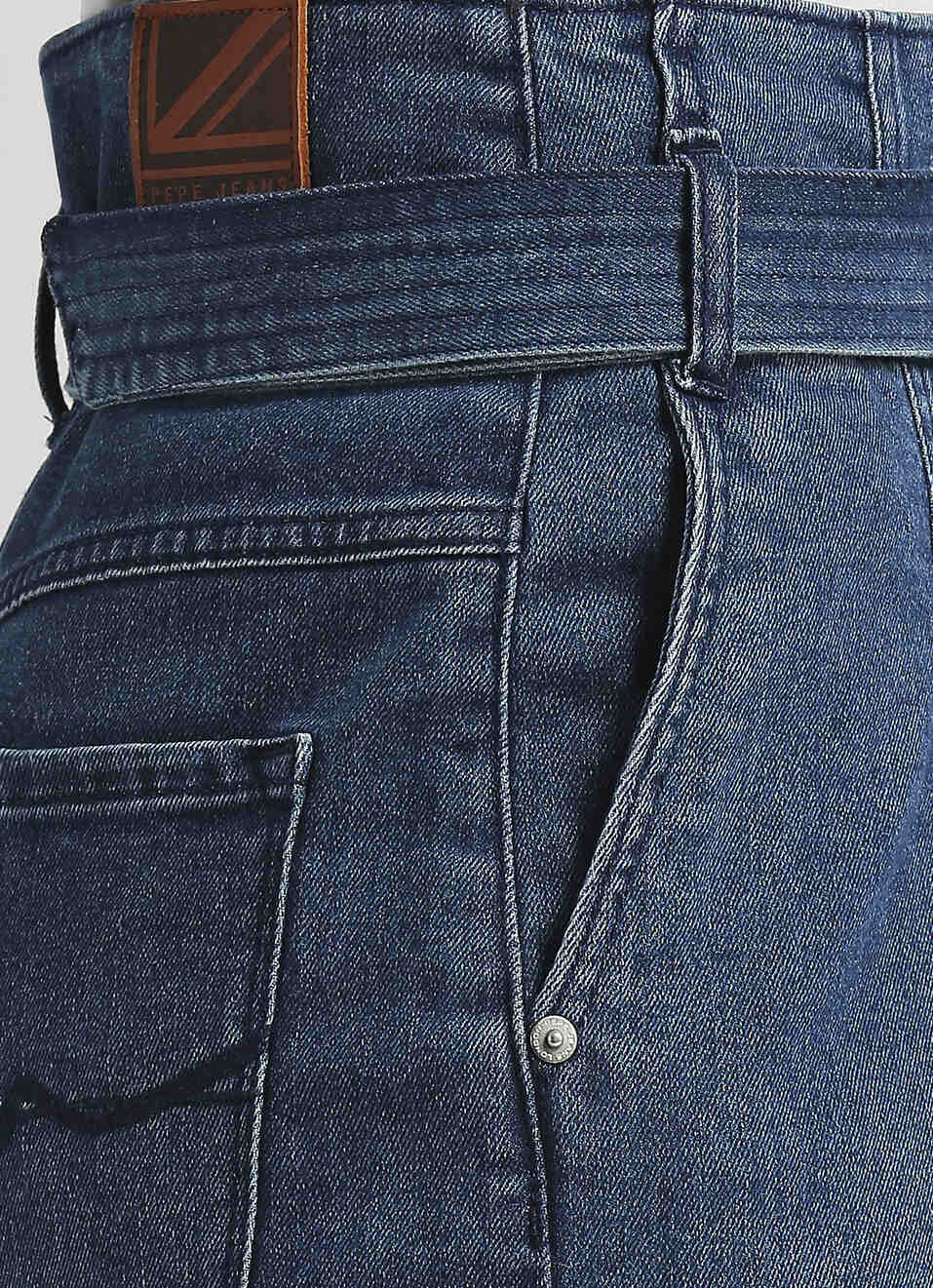Blue High Waist Tapered Fit Utility Cargo Jeans, , large image number 4