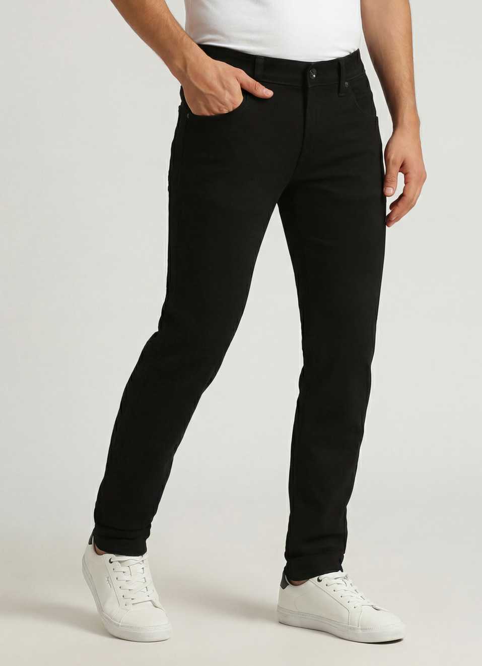 Vapour Jet Black Mid Rise Slim Fit Jeans, , large image number 0