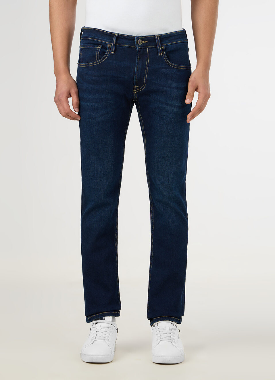 Men Blue Slim Fit Mid Rise Stretchable Jeans, , large image number 2