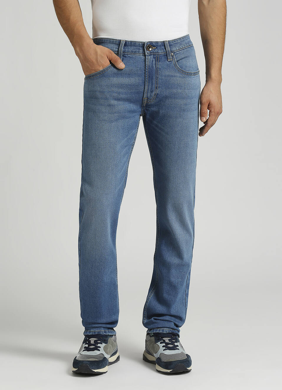 Vapour Ocean Blue Mid Rise Slim Fit Jeans, , large image number 2