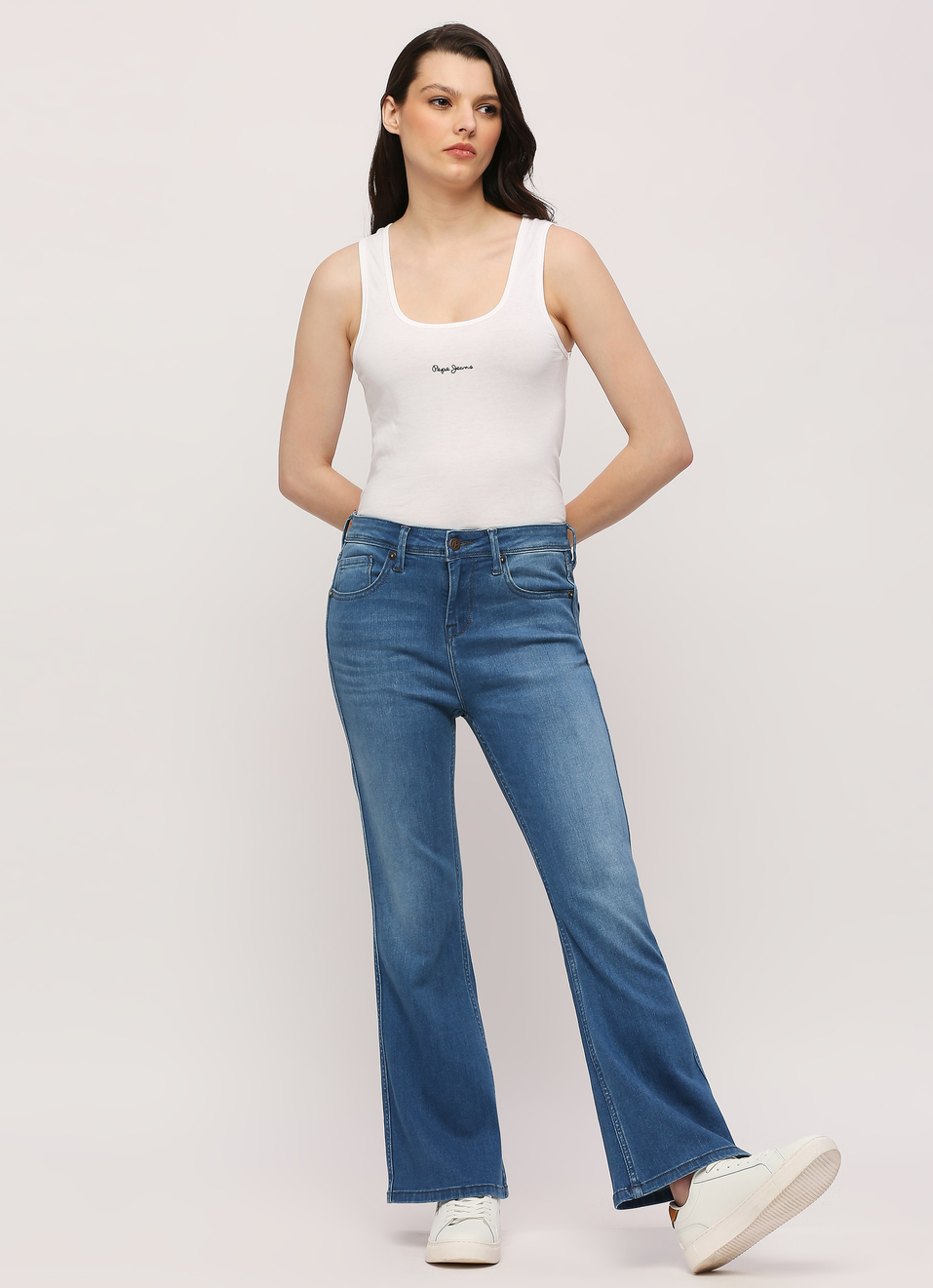 Dion Blue High Rise Flare Jeans, , large image number 0