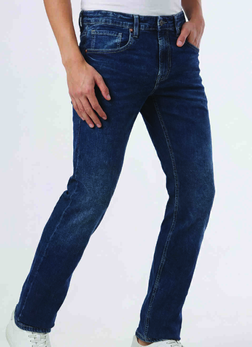 Men Blue Mid Rise Slim Fit Stretchable Jeans, , large image number 0