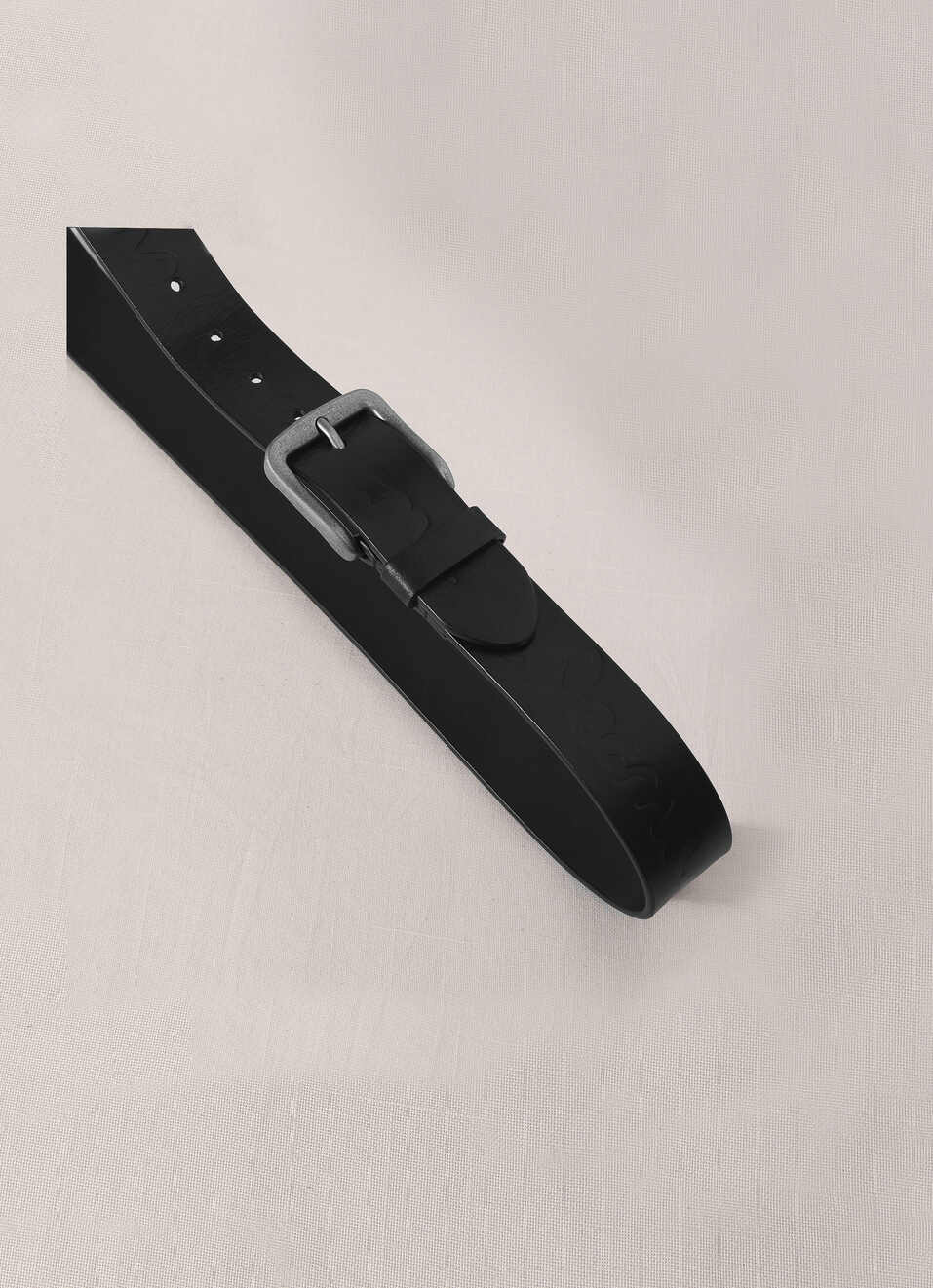 Black Embossed Leather Belt, , large image number 2