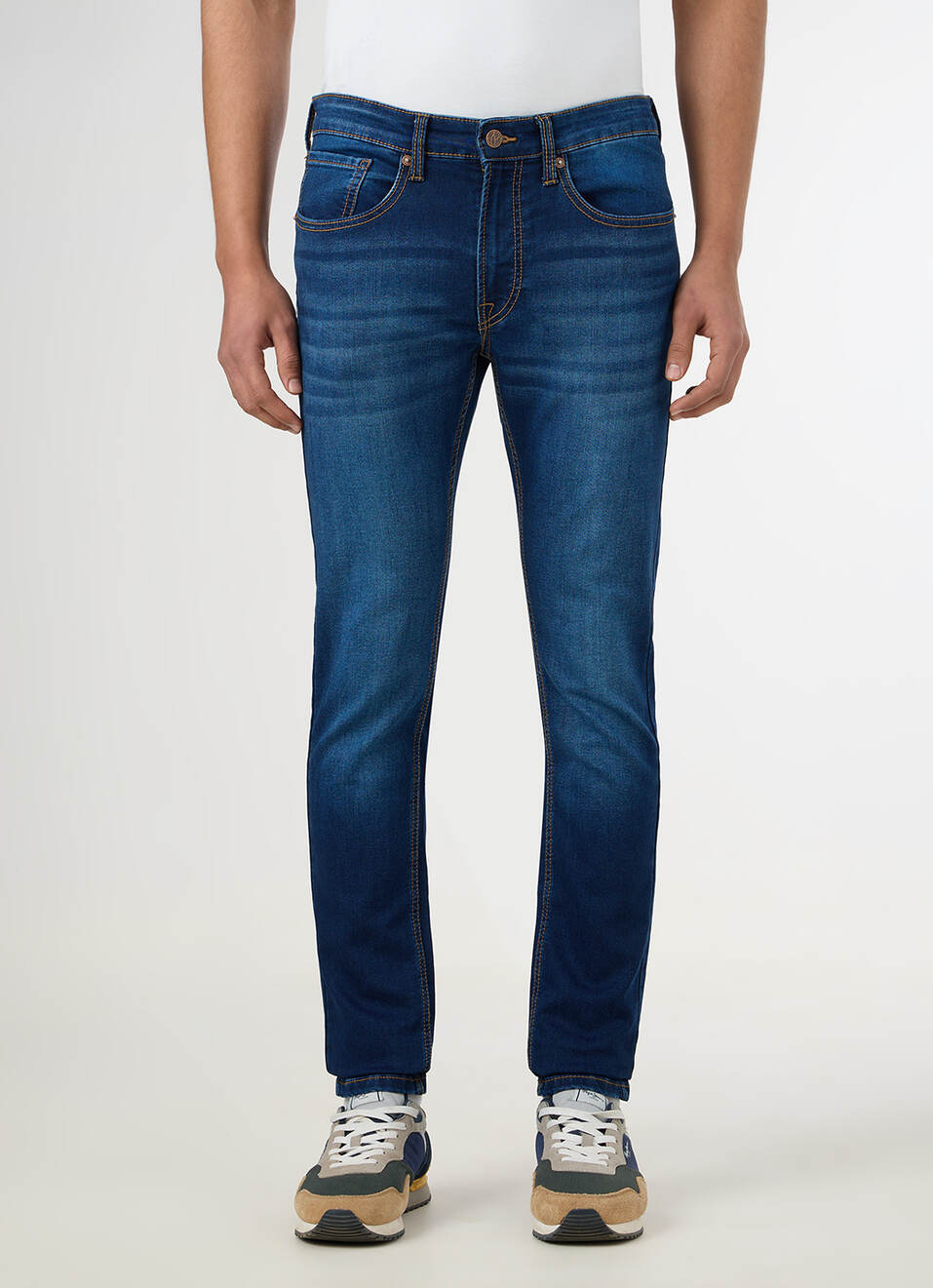 Men Dark Blue Mid Rise Slim Fit Jeans, , large image number 2