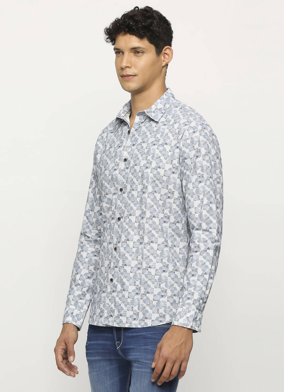 Grey All Over Printed Slim Fit Shirt, , large image number 3