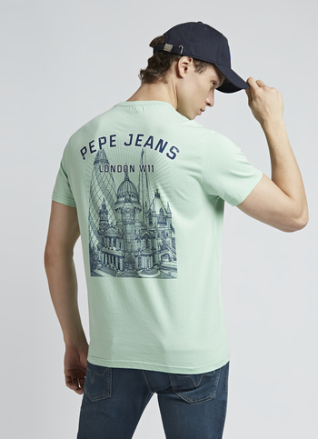 Light Green Back Print Short Sleeve T-shirt