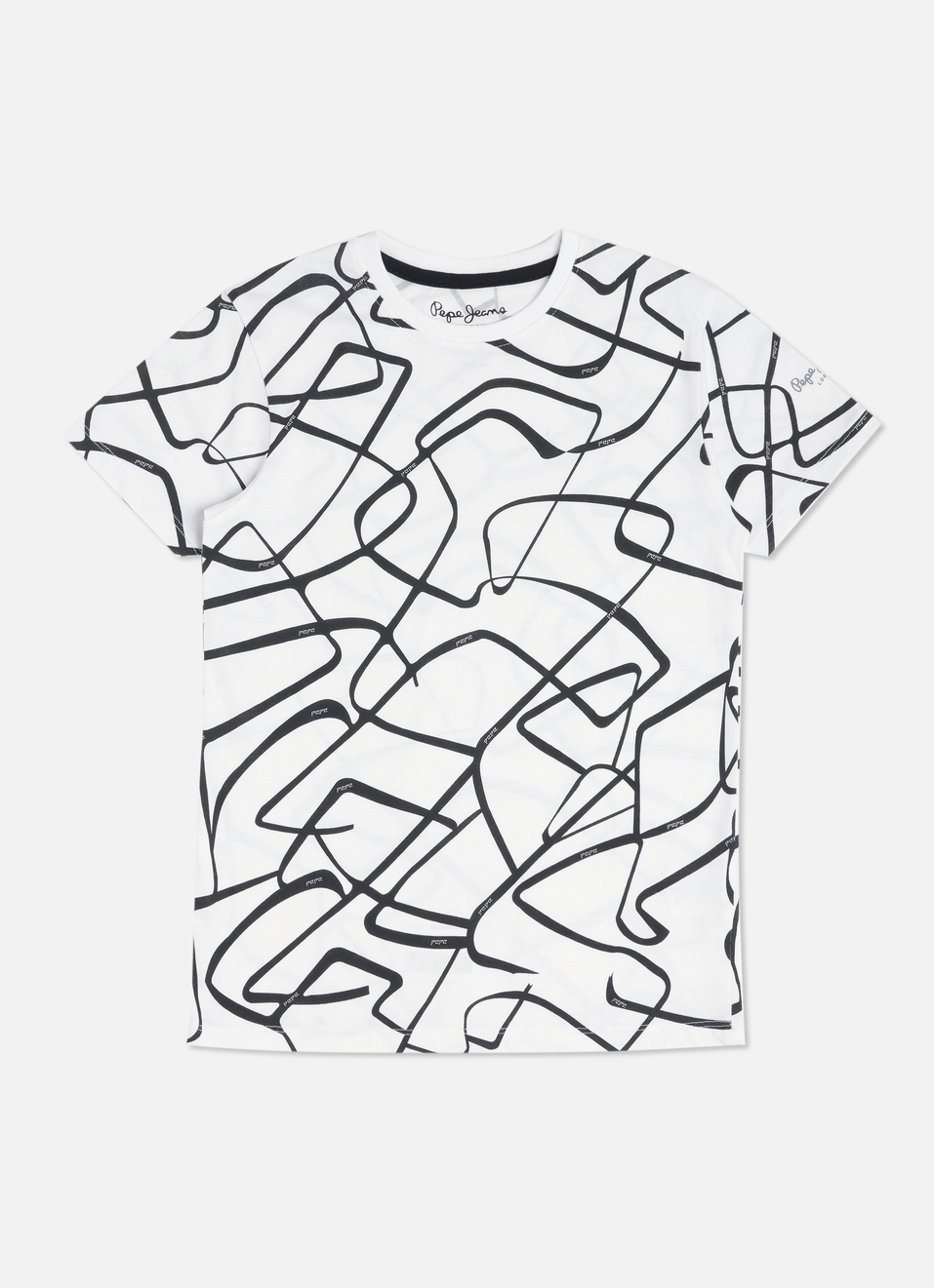 Boys White All Over Printed Short Sleeve T-shirt, , large image number 0