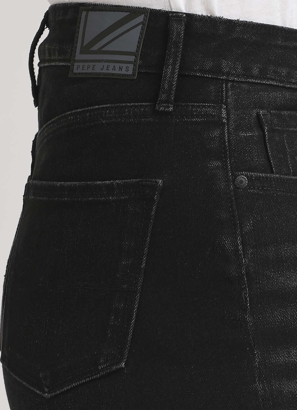 Black High Waist Tapered Mom Jeans, , large image number 4