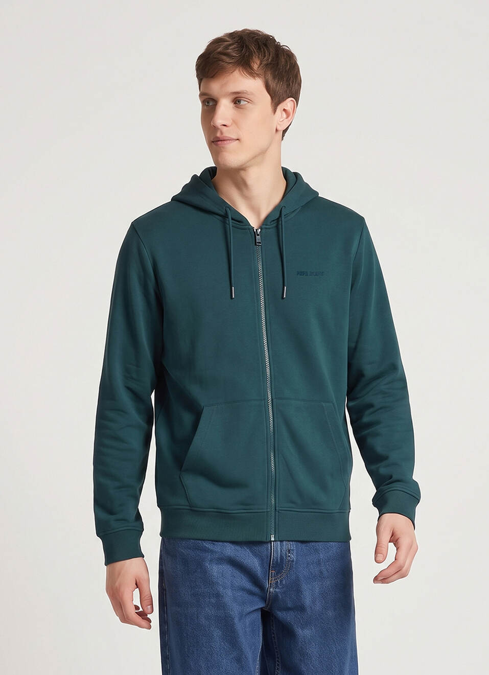 Men Green Solid Full Sleeve Hoodie, , large image number 1