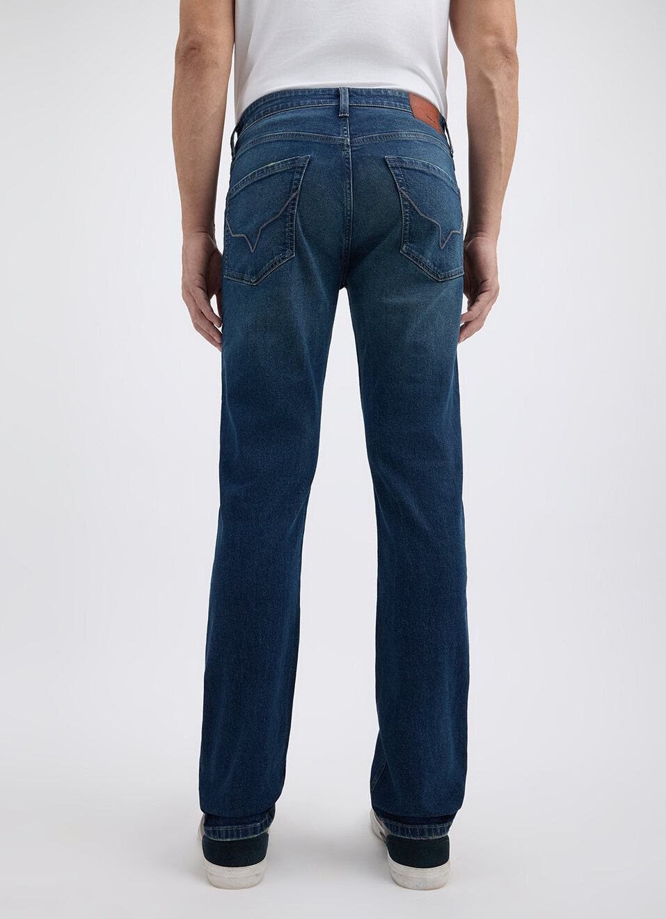 Men Blue Straight Fit Mid Rise Jeans , , large image number 3