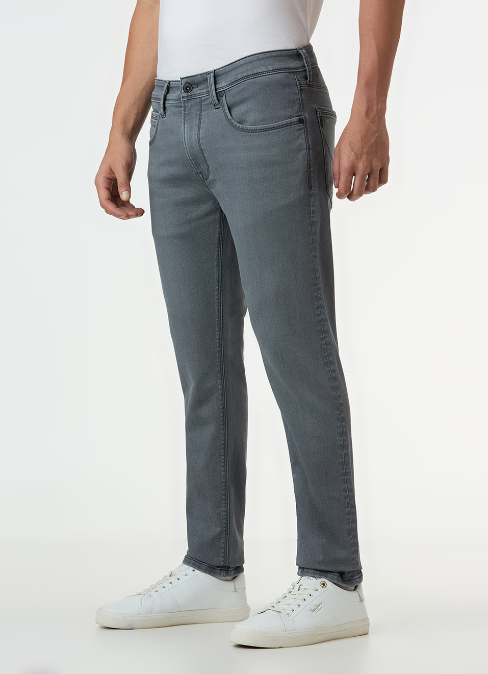 Men Grey Mid Rise Slim Fit Gymindigo Jeans, , large image number 5