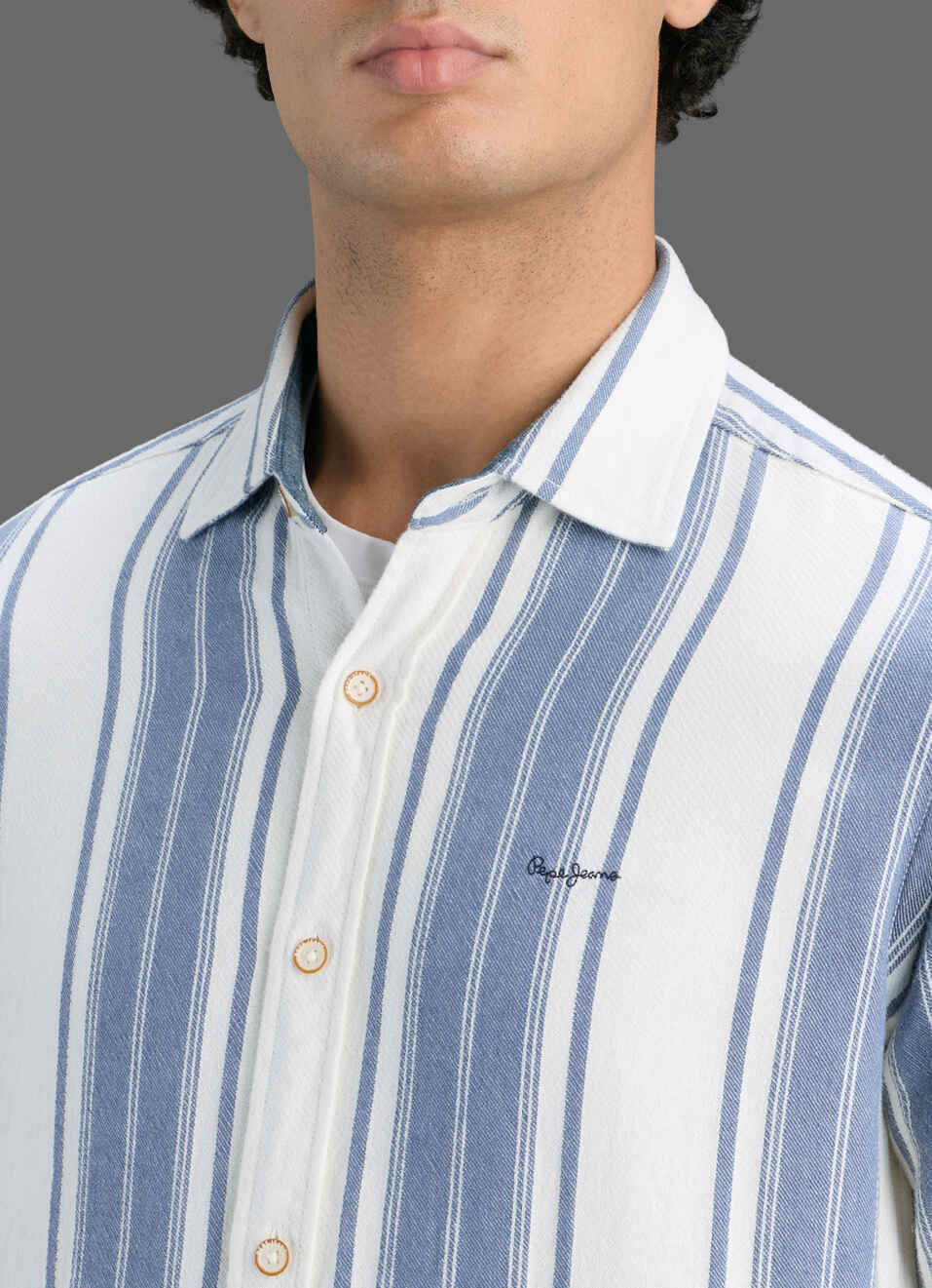 Men Blue Striped Shirt, , large image number 1