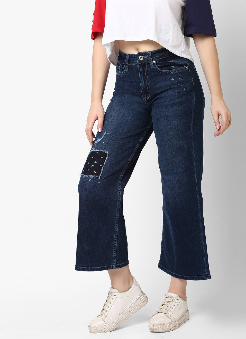 Wideleg Cropped Loose Fit High Waist Anklelength Jeans , , large image number 3