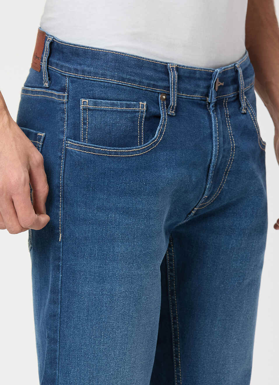 Men Blue Mid Rise Slim Fit Jeans, , large image number 4