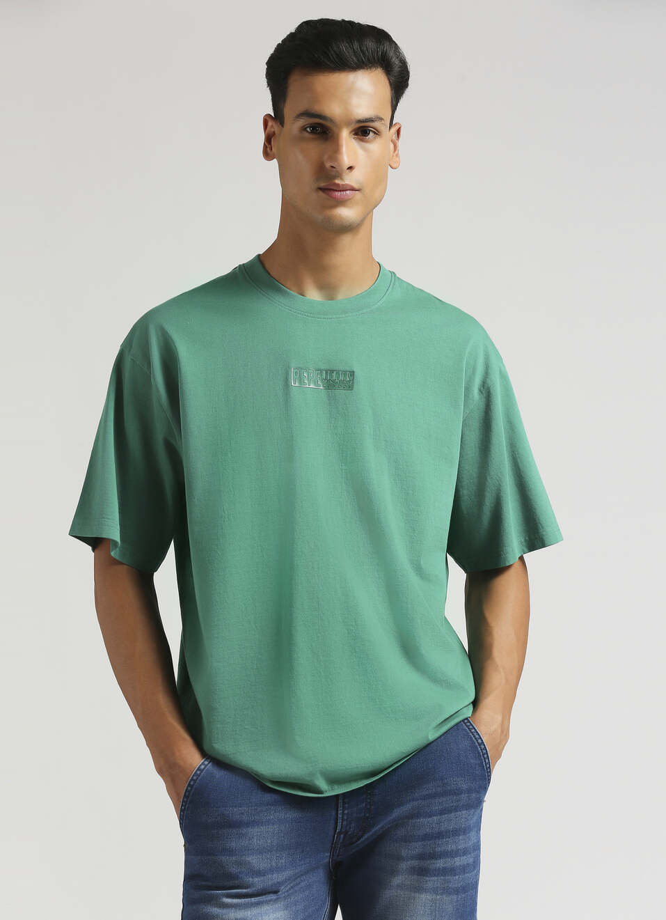 Green Logo Print Oversized Short Sleeve T-shirt, , large image number 0