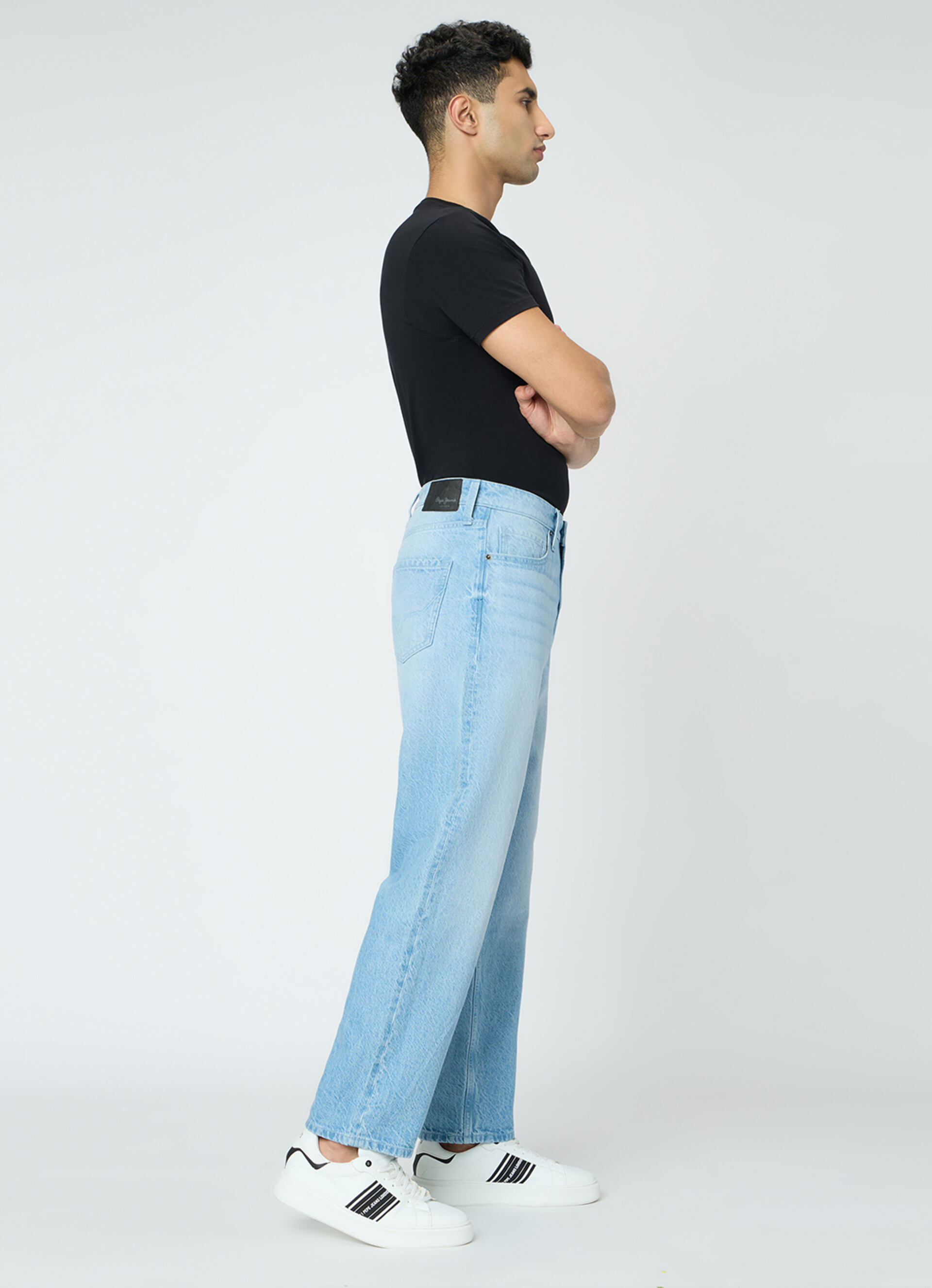 Men Blue Mid Rise Tapered Jeans, , large image number 10