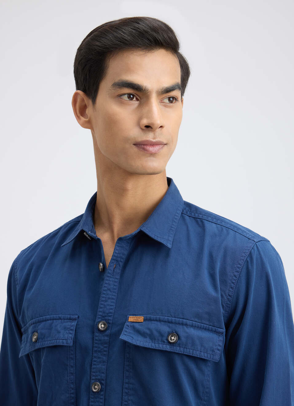 Men Blue Overdyed Full Sleeve Cargo Shirt, , large image number 4