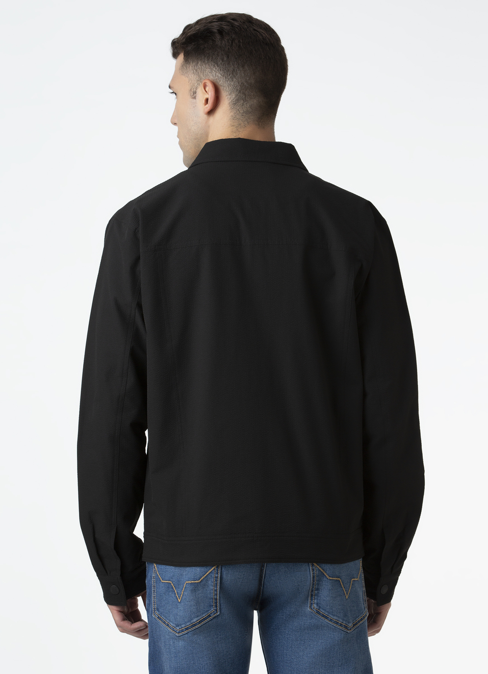 Men Black Full Sleeve Jacket With Flap Pocket, , large image number 2
