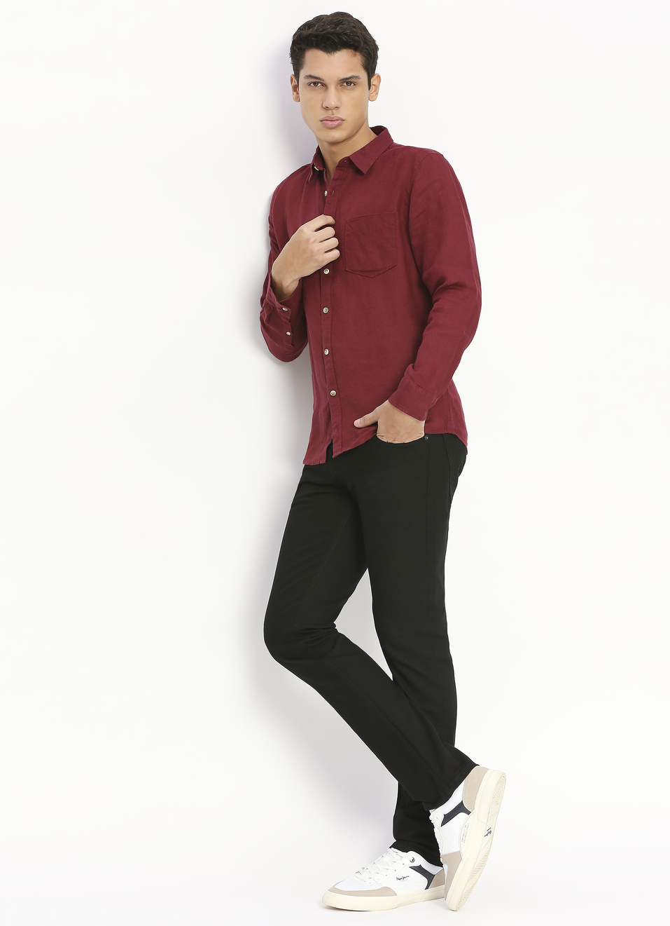 Burgundy Patch Pocket Full Sleeve Shirt, , large image number 5