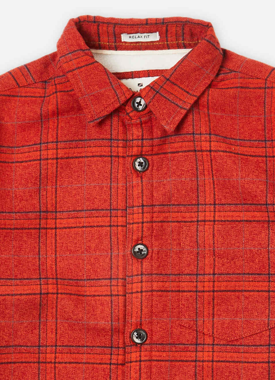 Boys Orange Check Full Sleeve Shirt, , large image number 2