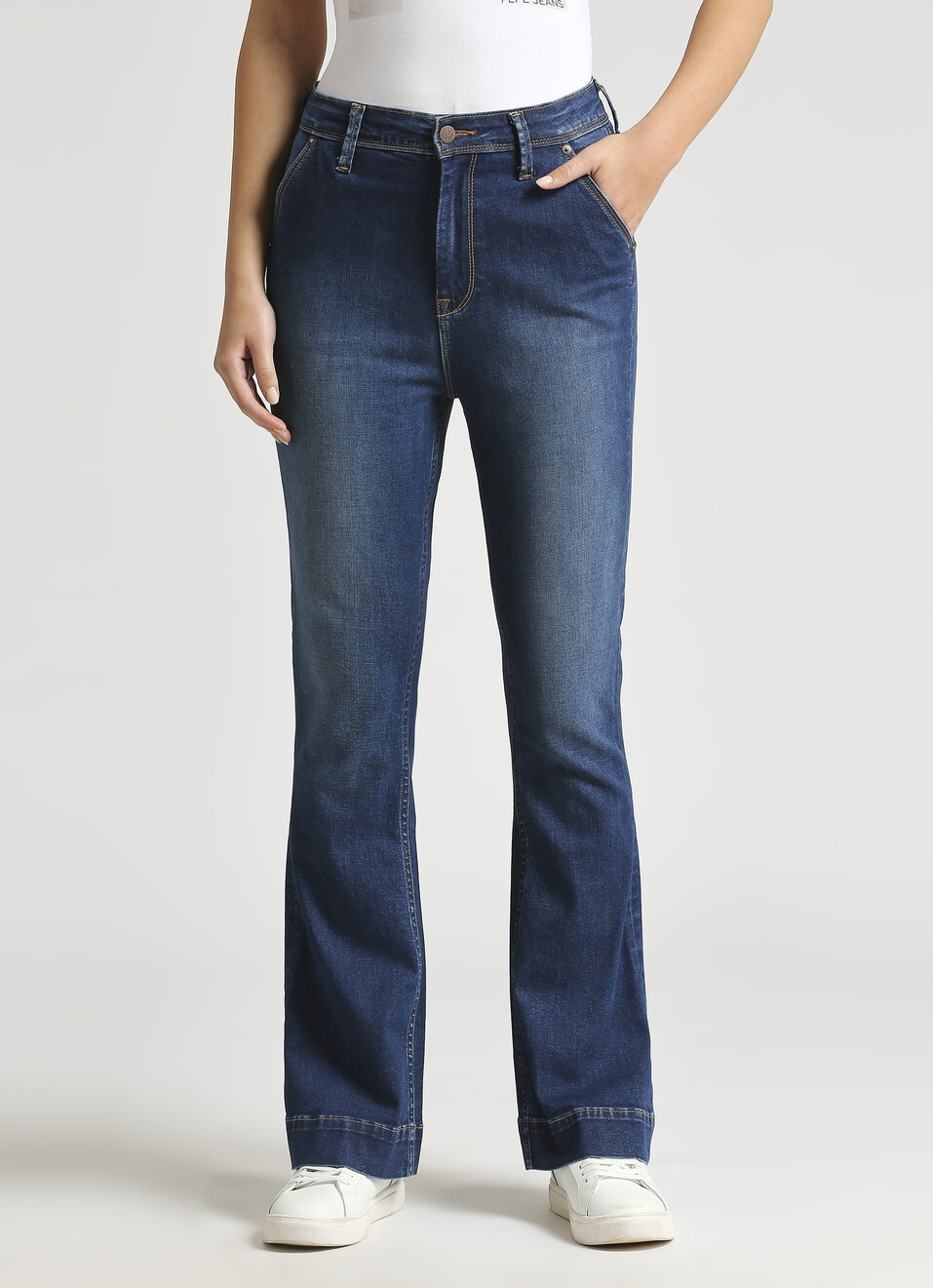 Dion Dark Blue High Waist Flare Jeans, , large image number 1