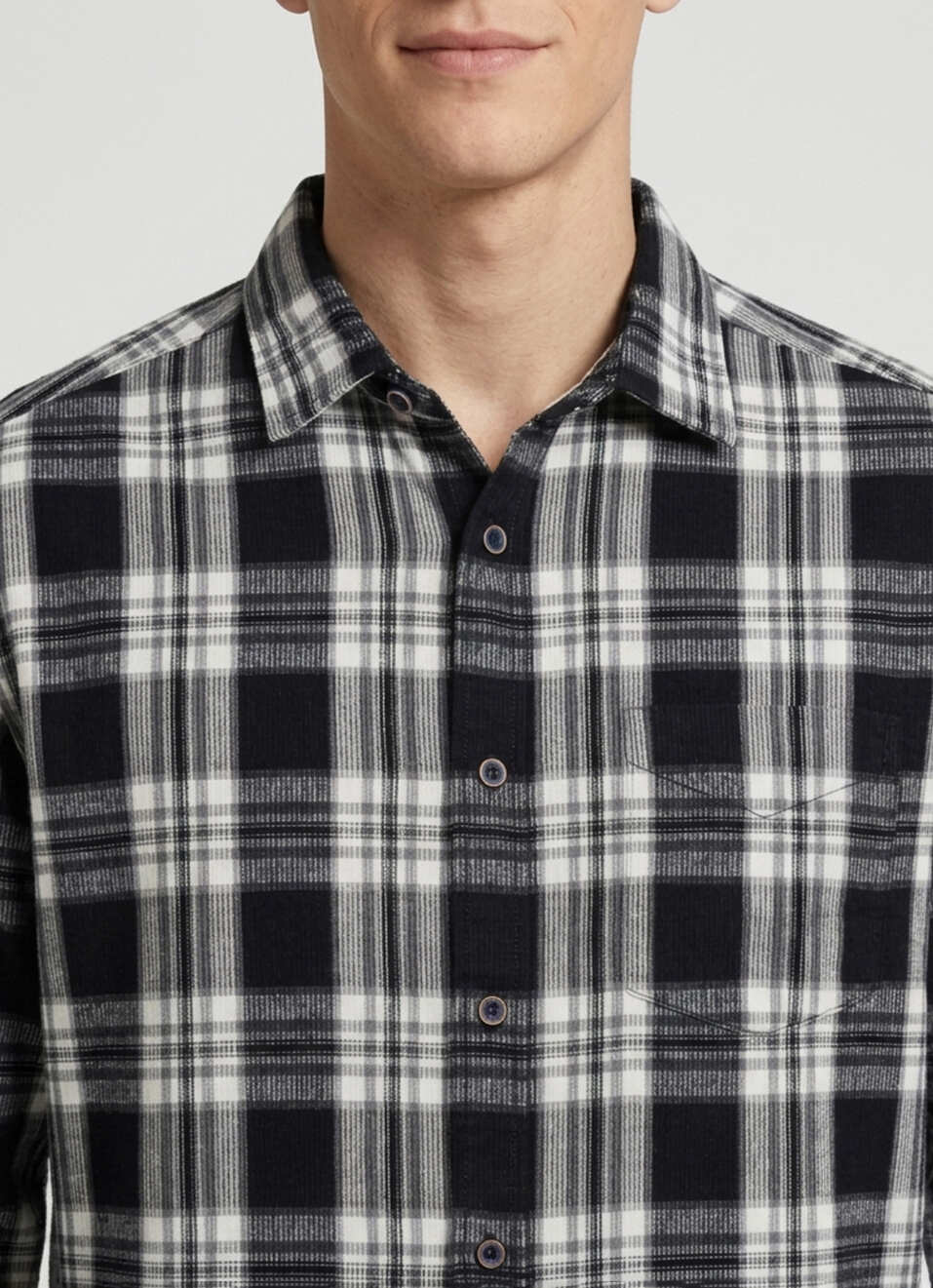 Men Black Checked Brushed Long Sleeve Shirt, , large image number 4