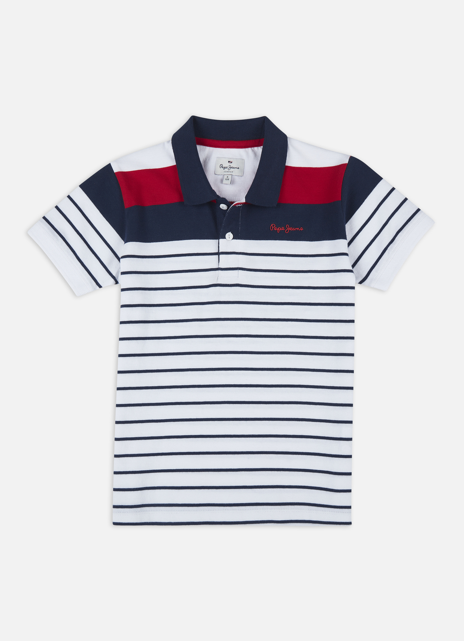 Boys Navy Engineered Horizontal Stripe Polo, , large image number 0